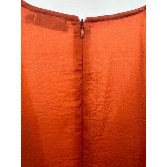 PrettyLittleThing Burnt Orange Deep V-Neck Slit Sleeve Sheath Dress Size 10 - Picture 9 of 10